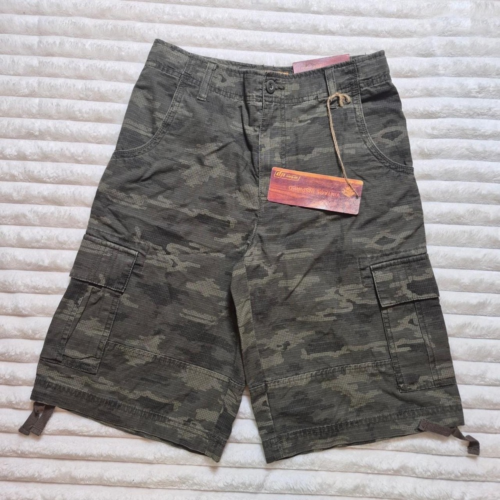 Urban Pipeline Boys 16 Green Camo Cargo Shorts Adjustable Waist Men Small NWT